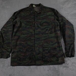US Military Jacket Mens Large Tiger Stripe Button‎ Up Pockets Coat 4 Pocket